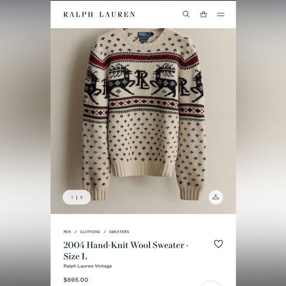 Vintage Polo Ralph Lauren 100% Lambs Wool Hand Knit Sweater - Picture 6 of 6